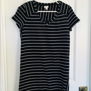 Black and White Striped Casual Dress